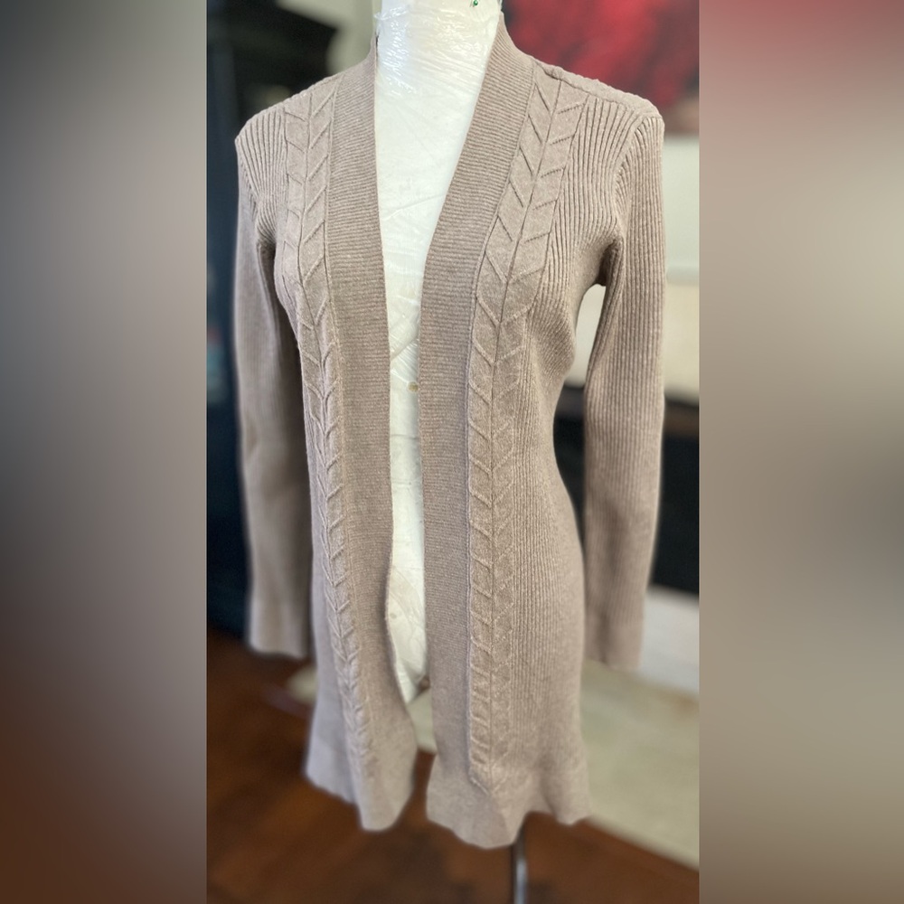 Carolyn Taylor Women's Brown Open-Front Cardigan